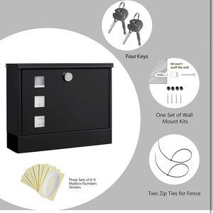 Locking Mailbox Wall Mounted, Metal Postbox with Three Sets of Mail , 4 Keys,